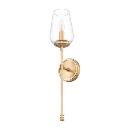Z-Lite Dominique 6" 1-Light Modern Gold Steel Frame Clear Glass Shade Wall Sconce
