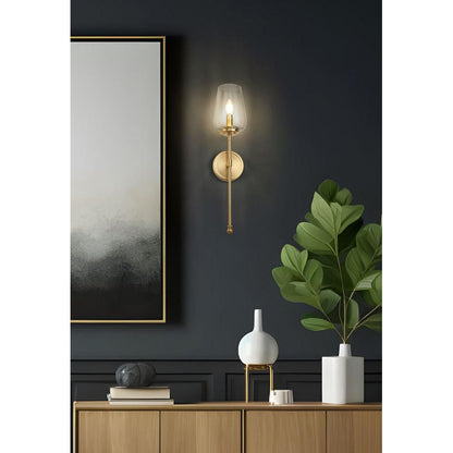 Z-Lite Dominique 6" 1-Light Modern Gold Steel Frame Clear Glass Shade Wall Sconce