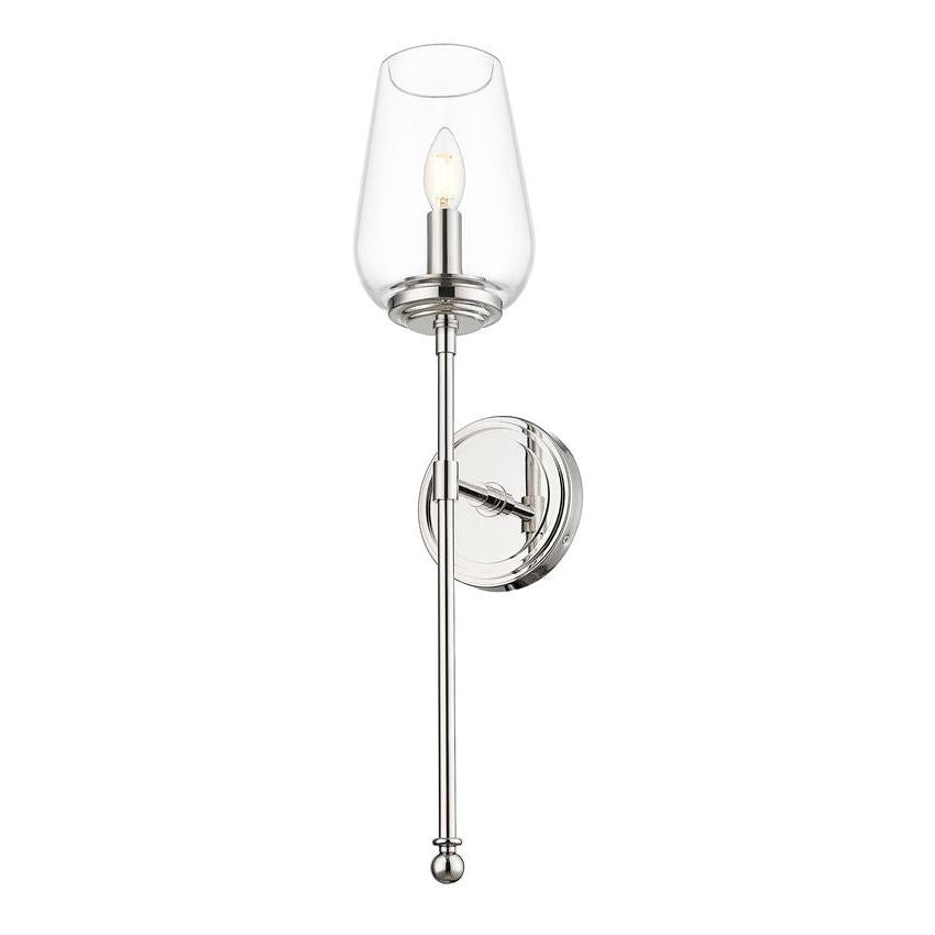 Z-Lite Dominique 6" 1-Light Polished Nickel Steel Frame Clear Glass Shade Wall Sconce