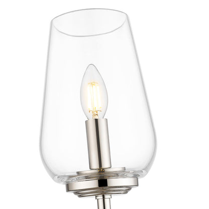 Z-Lite Dominique 6" 1-Light Polished Nickel Steel Frame Clear Glass Shade Wall Sconce