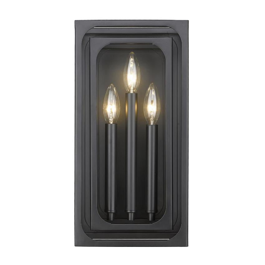 Z-Lite Easton 3-Light Candelabra Matte Black Steel Frame Wall Sconce