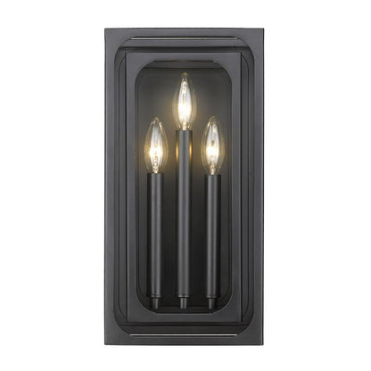 Z-Lite Easton 3-Light Candelabra Matte Black Steel Frame Wall Sconce