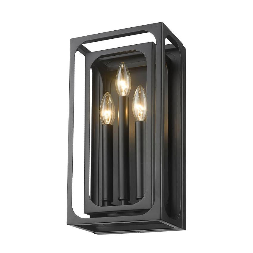 Z-Lite Easton 3-Light Candelabra Matte Black Steel Frame Wall Sconce