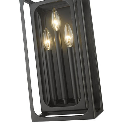 Z-Lite Easton 3-Light Candelabra Matte Black Steel Frame Wall Sconce