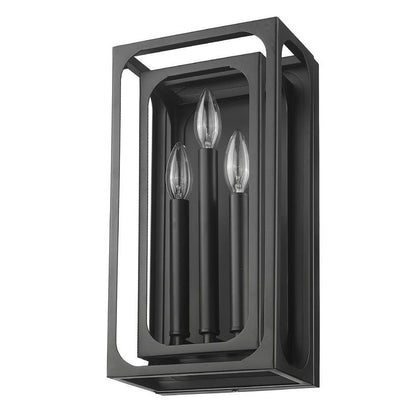 Z-Lite Easton 3-Light Candelabra Matte Black Steel Frame Wall Sconce