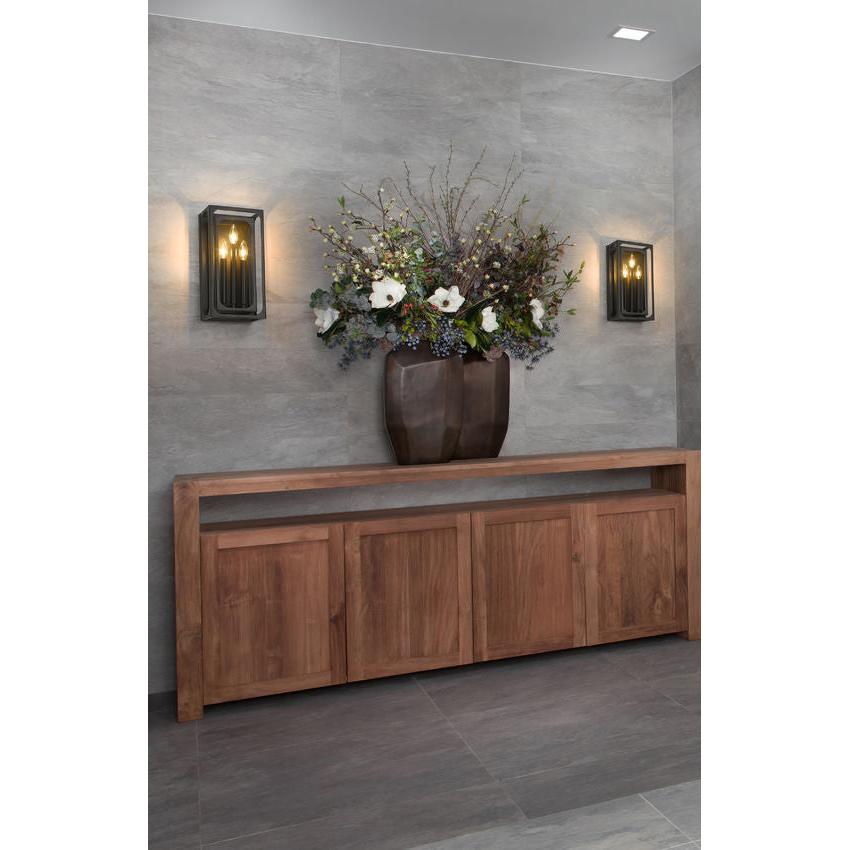 Z-Lite Easton 3-Light Candelabra Matte Black Steel Frame Wall Sconce