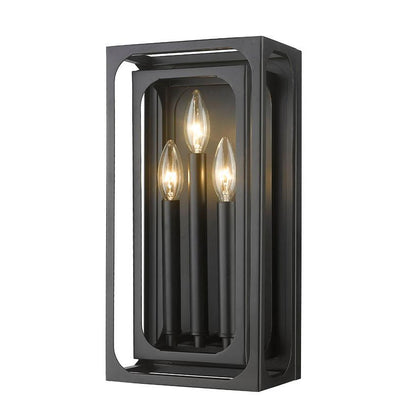 Z-Lite Easton 3-Light Candelabra Matte Black Steel Frame Wall Sconce