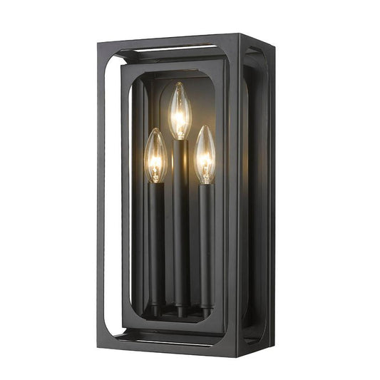 Z-Lite Easton 3-Light Candelabra Matte Black Steel Frame Wall Sconce