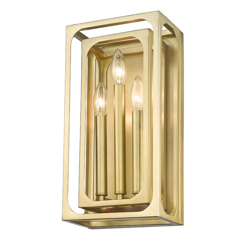 Z-Lite Easton 3-Light Candelabra Rubbed Brass Steel Frame Wall Sconce