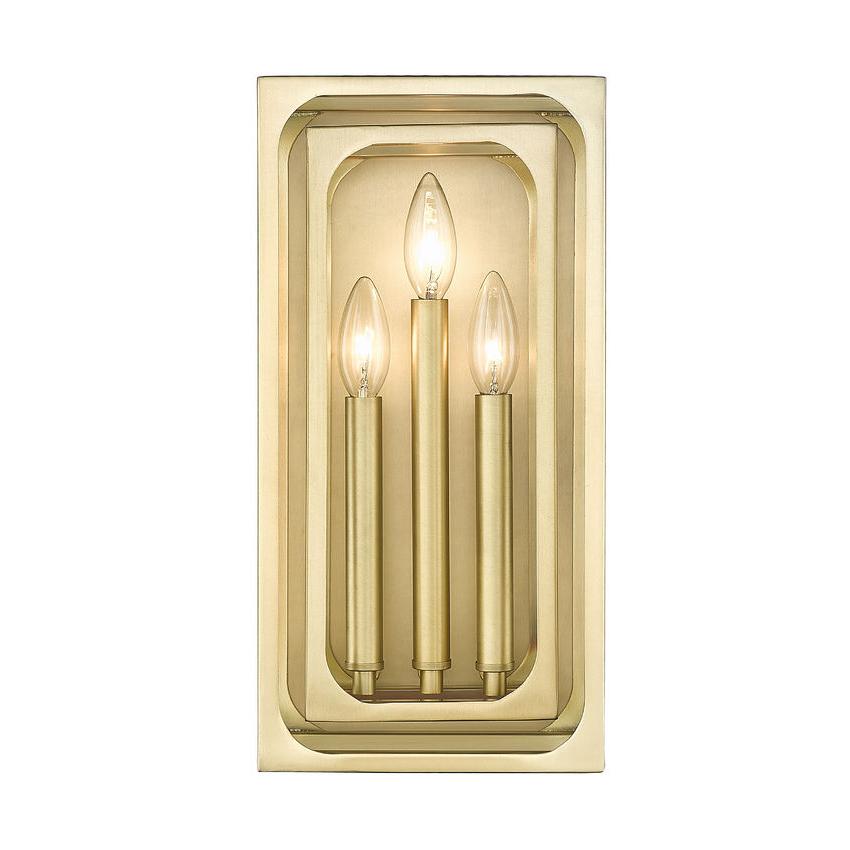 Z-Lite Easton 3-Light Candelabra Rubbed Brass Steel Frame Wall Sconce