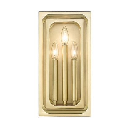 Z-Lite Easton 3-Light Candelabra Rubbed Brass Steel Frame Wall Sconce