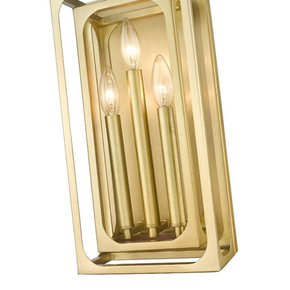 Z-Lite Easton 3-Light Candelabra Rubbed Brass Steel Frame Wall Sconce