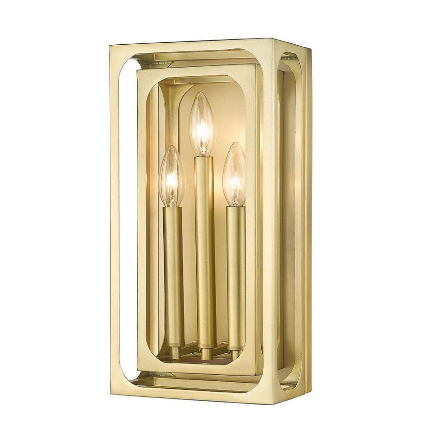 Z-Lite Easton 3-Light Candelabra Rubbed Brass Steel Frame Wall Sconce