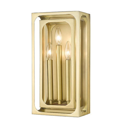 Z-Lite Easton 3-Light Candelabra Rubbed Brass Steel Frame Wall Sconce