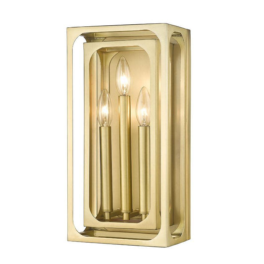 Z-Lite Easton 3-Light Candelabra Rubbed Brass Steel Frame Wall Sconce