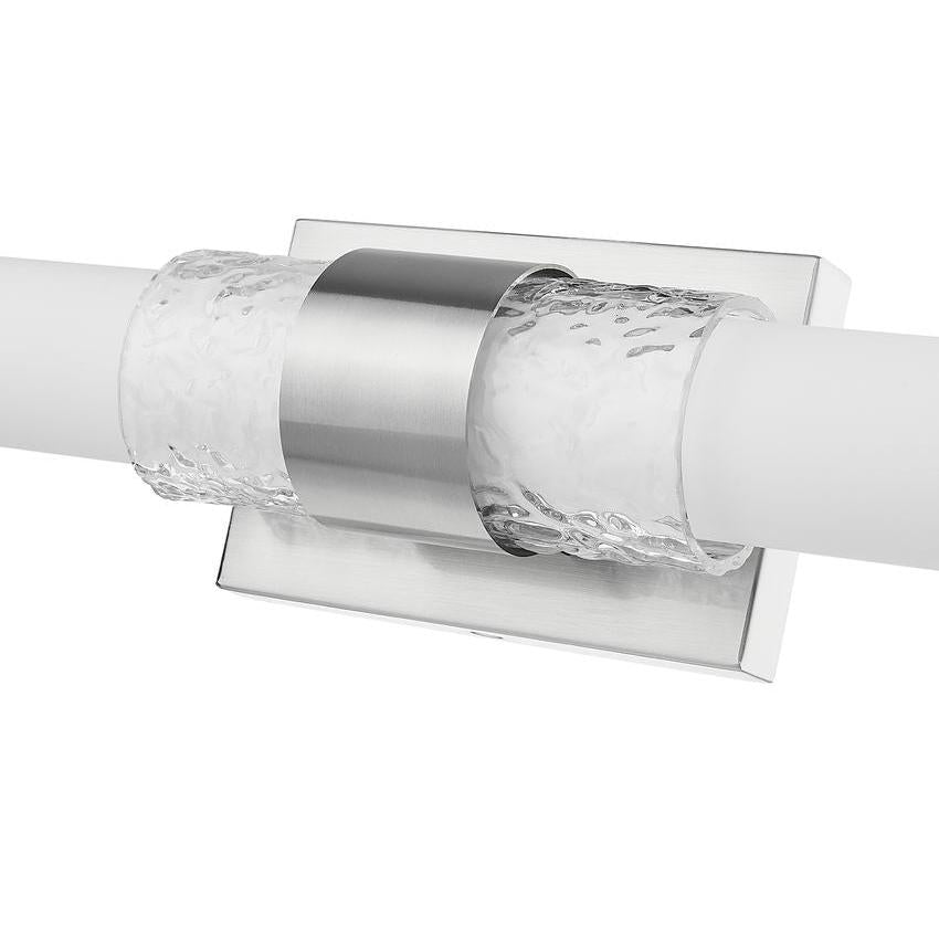 Z-Lite Egon 18" 1-Light LED-Integrated Brushed Nickel Steel Matte Opal Glass Shade Vanity Lighting