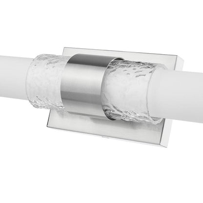Z-Lite Egon 18" 1-Light LED-Integrated Brushed Nickel Steel Matte Opal Glass Shade Vanity Lighting