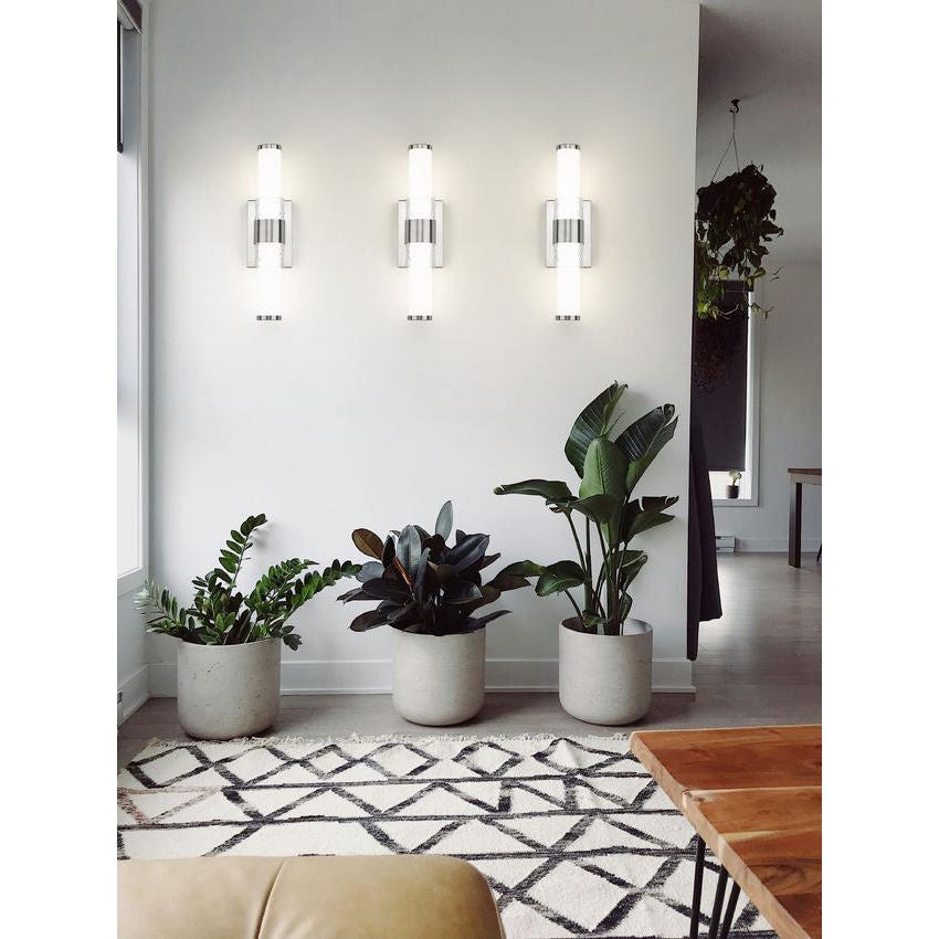 Z-Lite Egon 18" 1-Light LED-Integrated Brushed Nickel Steel Matte Opal Glass Shade Vanity Lighting