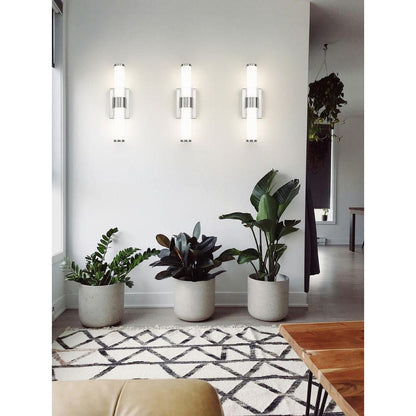 Z-Lite Egon 18" 1-Light LED-Integrated Brushed Nickel Steel Matte Opal Glass Shade Vanity Lighting