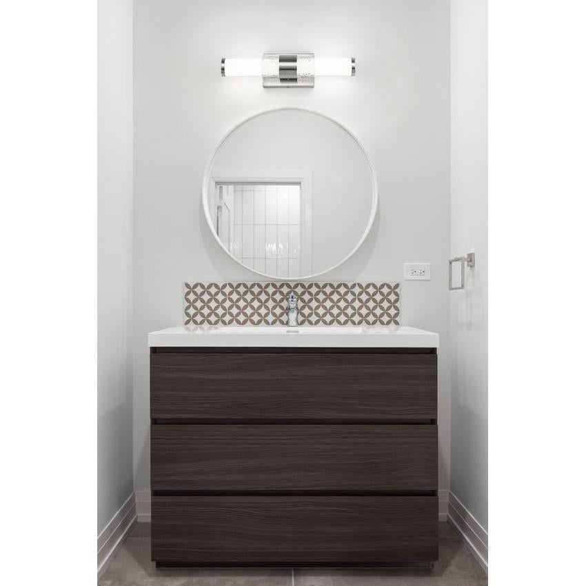 Z-Lite Egon 18" 1-Light LED-Integrated Brushed Nickel Steel Matte Opal Glass Shade Vanity Lighting