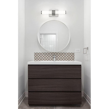 Z-Lite Egon 18" 1-Light LED-Integrated Brushed Nickel Steel Matte Opal Glass Shade Vanity Lighting