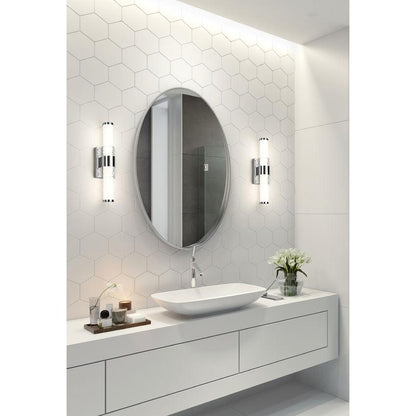 Z-Lite Egon 18" 1-Light LED-Integrated Chrome Steel Matte Opal Glass Shade Vanity Lighting