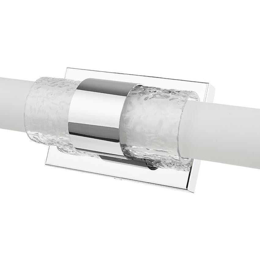 Z-Lite Egon 18" 1-Light LED-Integrated Chrome Steel Matte Opal Glass Shade Vanity Lighting