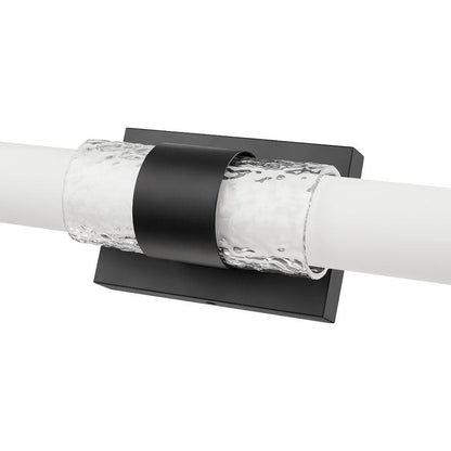 Z-Lite Egon 18" 1-Light LED-Integrated Matte Black Steel Matte Opal Glass Shade Vanity Lighting