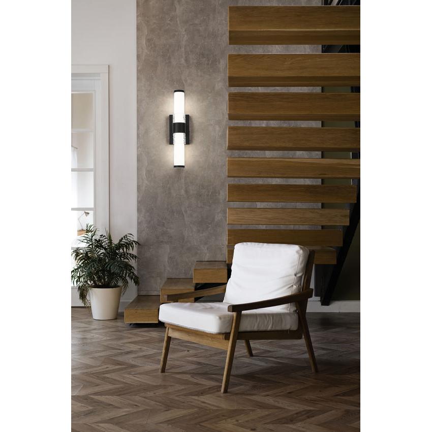 Z-Lite Egon 18" 1-Light LED-Integrated Matte Black Steel Matte Opal Glass Shade Vanity Lighting