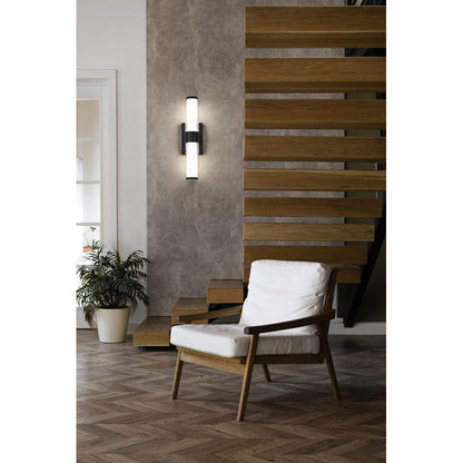 Z-Lite Egon 18" 1-Light LED-Integrated Matte Black Steel Matte Opal Glass Shade Vanity Lighting