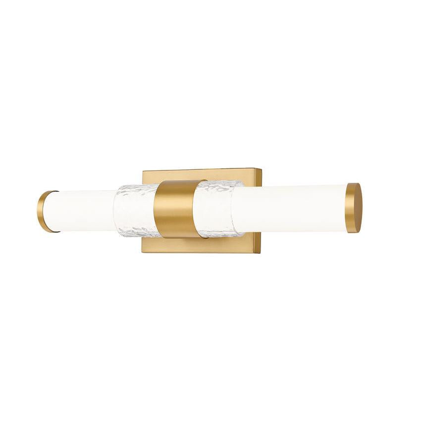 Z-Lite Egon 18" 1-Light LED-Integrated Modern Gold Steel Matte Opal Glass Shade Vanity Lighting