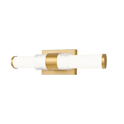 Z-Lite Egon 18" 1-Light LED-Integrated Modern Gold Steel Matte Opal Glass Shade Vanity Lighting