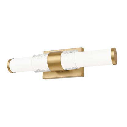 Z-Lite Egon 18" 1-Light LED-Integrated Modern Gold Steel Matte Opal Glass Shade Vanity Lighting