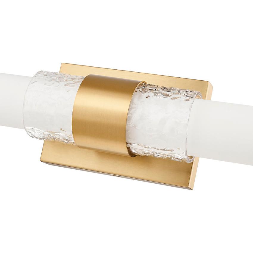 Z-Lite Egon 18" 1-Light LED-Integrated Modern Gold Steel Matte Opal Glass Shade Vanity Lighting