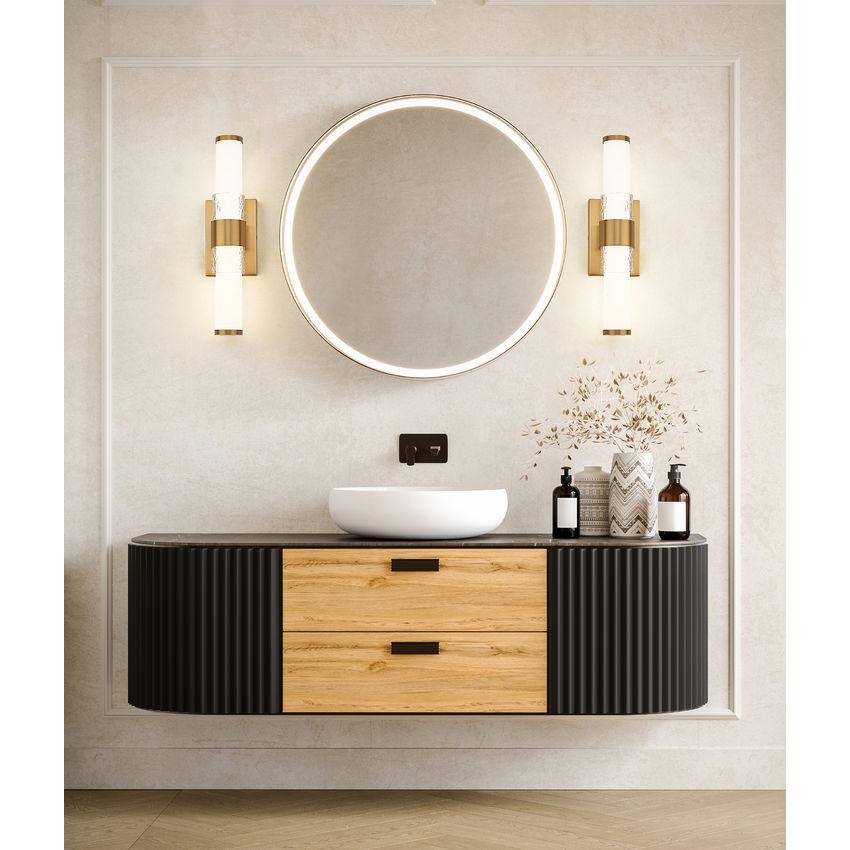 Z-Lite Egon 18" 1-Light LED-Integrated Modern Gold Steel Matte Opal Glass Shade Vanity Lighting