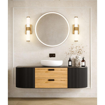 Z-Lite Egon 18" 1-Light LED-Integrated Modern Gold Steel Matte Opal Glass Shade Vanity Lighting