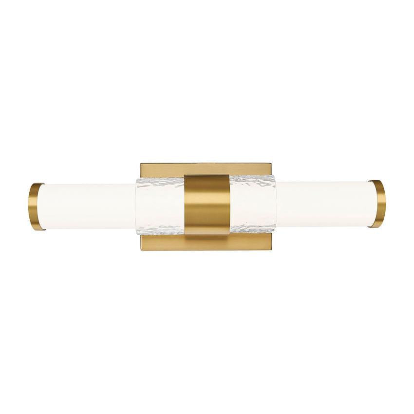 Z-Lite Egon 18" 1-Light LED-Integrated Modern Gold Steel Matte Opal Glass Shade Vanity Lighting