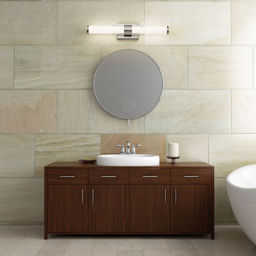 Z-Lite Egon 25" 1-Light LED-Integrated Brushed Nickel Steel Matte Opal Glass Shade Vanity Lighting