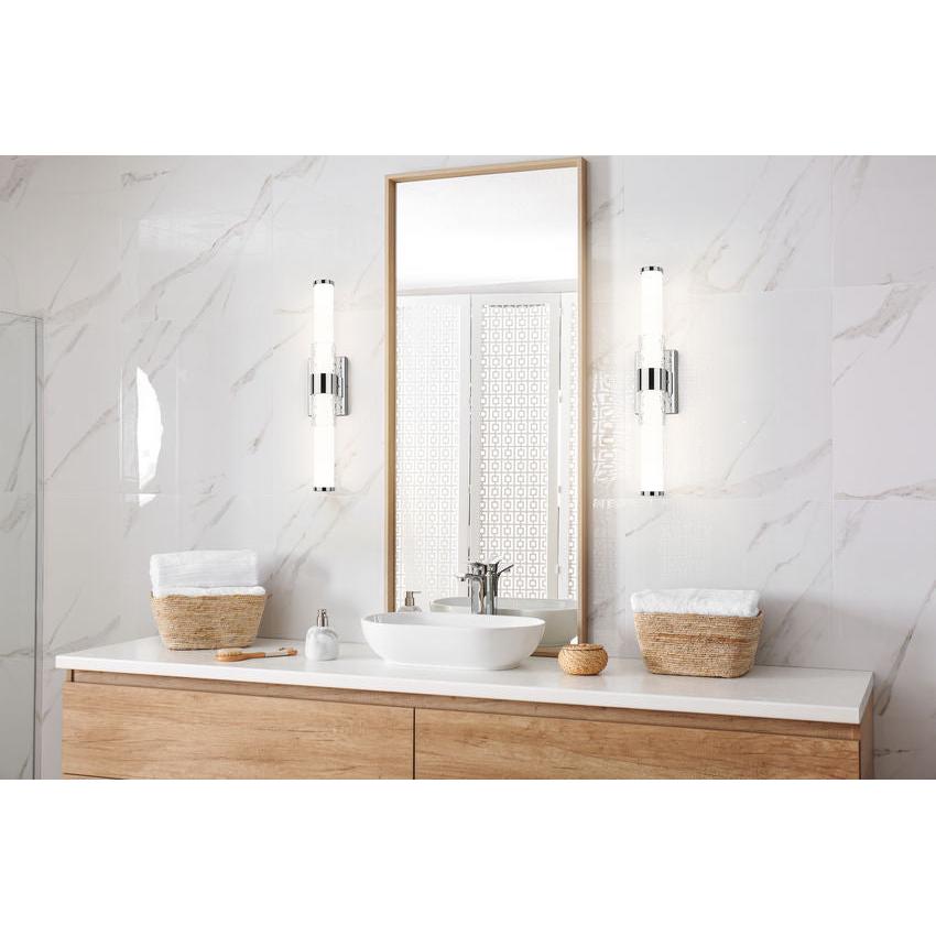 Z-Lite Egon 25" 1-Light LED-Integrated Chrome Steel Matte Opal Glass Shade Vanity Lighting