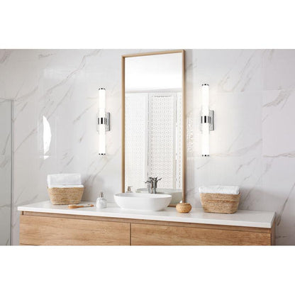 Z-Lite Egon 25" 1-Light LED-Integrated Chrome Steel Matte Opal Glass Shade Vanity Lighting