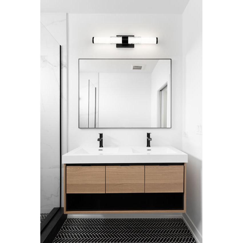 Z-Lite Egon 25" 1-Light LED-Integrated Matte Black Steel Matte Opal Glass Shade Vanity Lighting