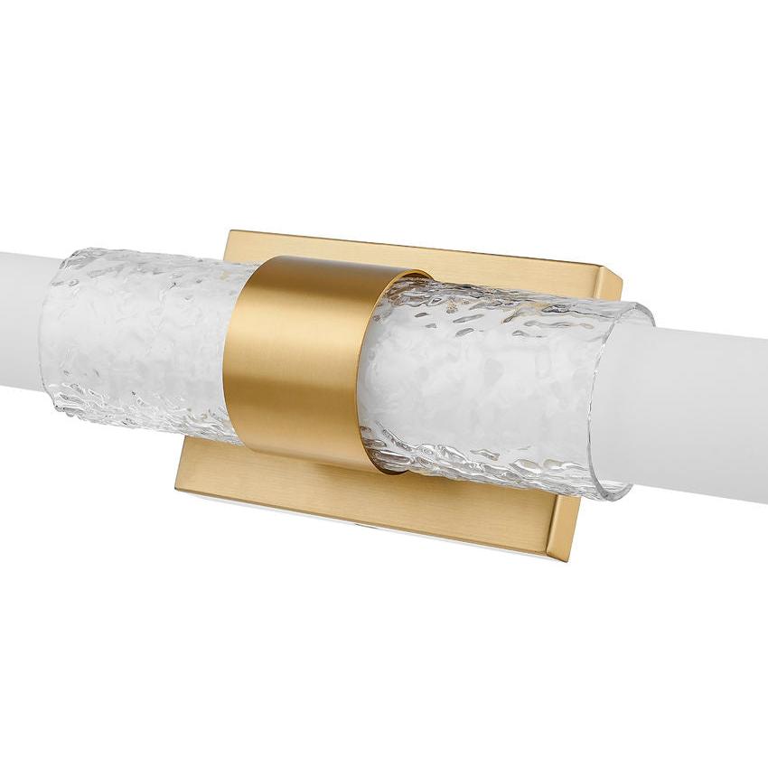 Z-Lite Egon 25" 1-Light LED-Integrated Modern Gold Steel Matte Opal Glass Shade Vanity Lighting