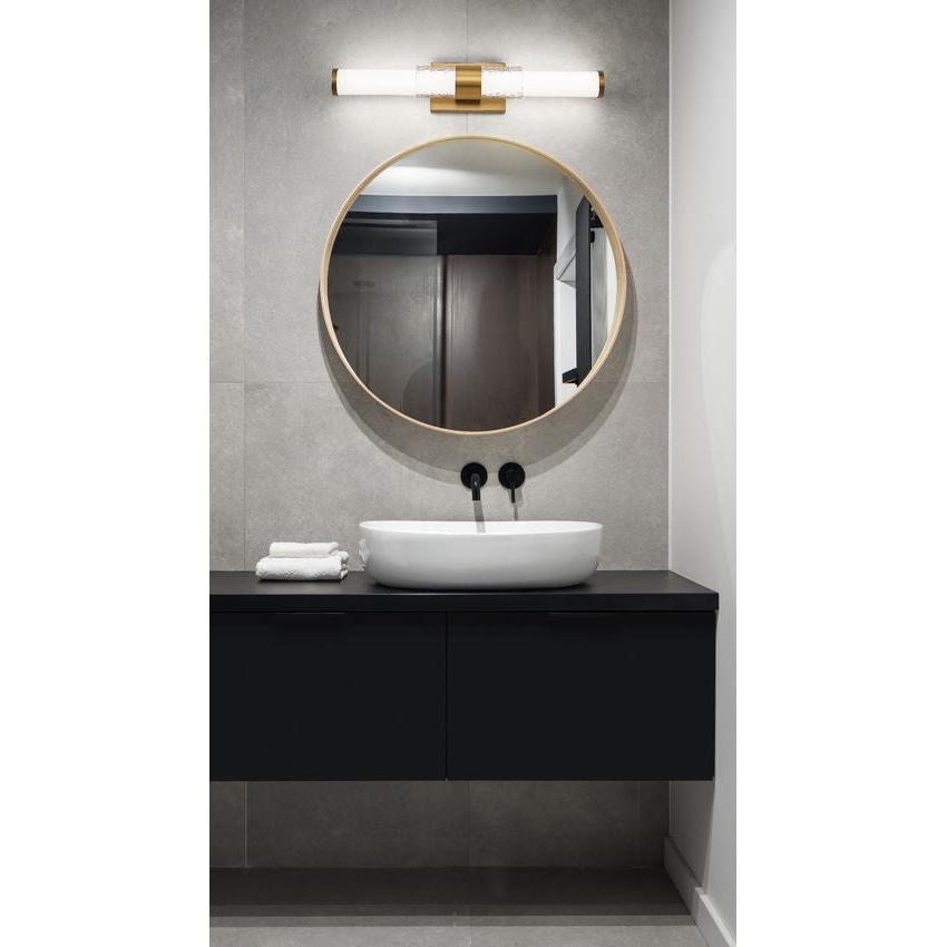 Z-Lite Egon 25" 1-Light LED-Integrated Modern Gold Steel Matte Opal Glass Shade Vanity Lighting