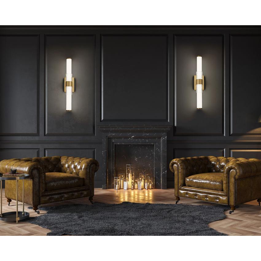 Z-Lite Egon 25" 1-Light LED-Integrated Modern Gold Steel Matte Opal Glass Shade Vanity Lighting