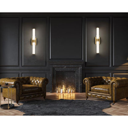 Z-Lite Egon 25" 1-Light LED-Integrated Modern Gold Steel Matte Opal Glass Shade Vanity Lighting