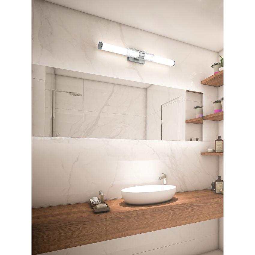 Z-Lite Egon 32" 1-Light LED-Integrated Brushed Nickel Steel Matte Opal Glass Shade Vanity Lighting