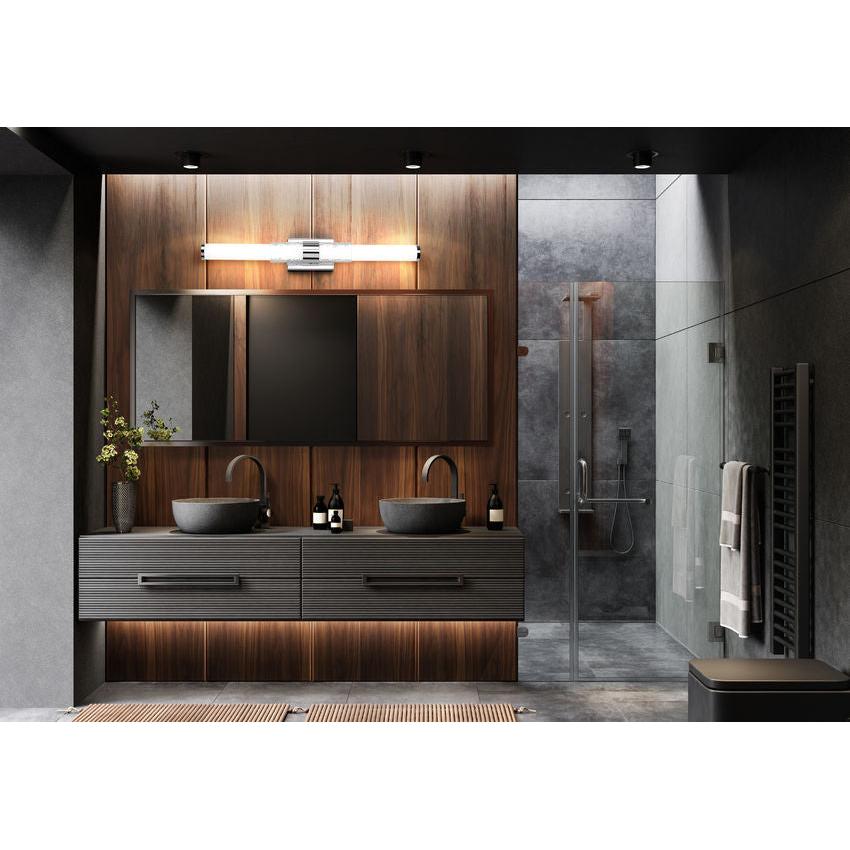 Z-Lite Egon 32" 1-Light LED-Integrated Chrome Steel Matte Opal Glass Shade Vanity Lighting