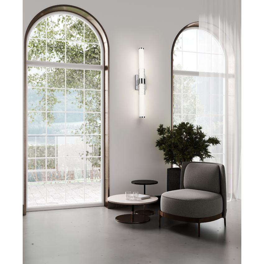 Z-Lite Egon 32" 1-Light LED-Integrated Chrome Steel Matte Opal Glass Shade Vanity Lighting