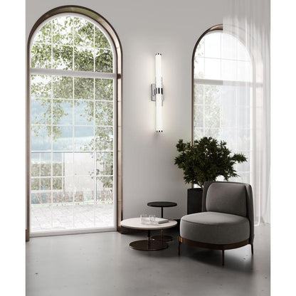 Z-Lite Egon 32" 1-Light LED-Integrated Chrome Steel Matte Opal Glass Shade Vanity Lighting