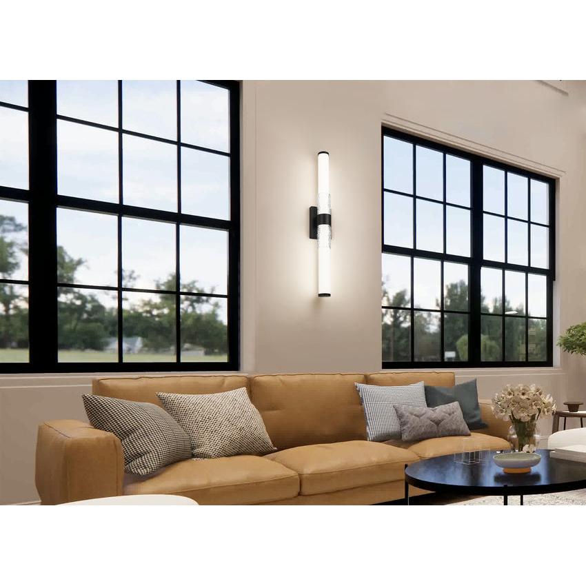 Z-Lite Egon 32" 1-Light LED-Integrated Matte Black Steel Matte Opal Glass Shade Vanity Lighting